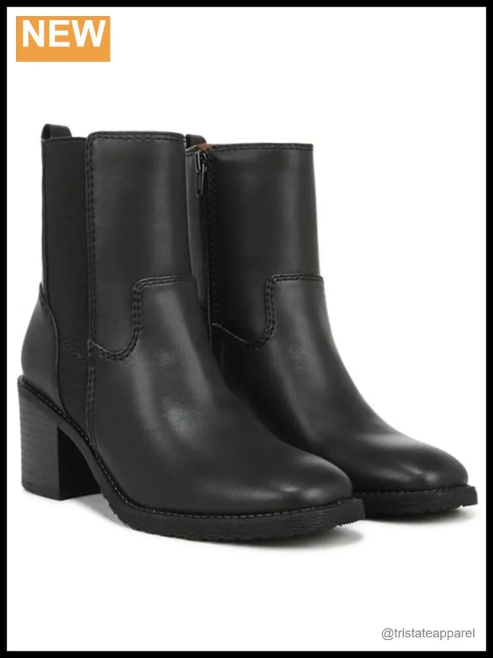Eco-Friendly Vegan Leather Ankle Booties Square Toe Block Heel Zip